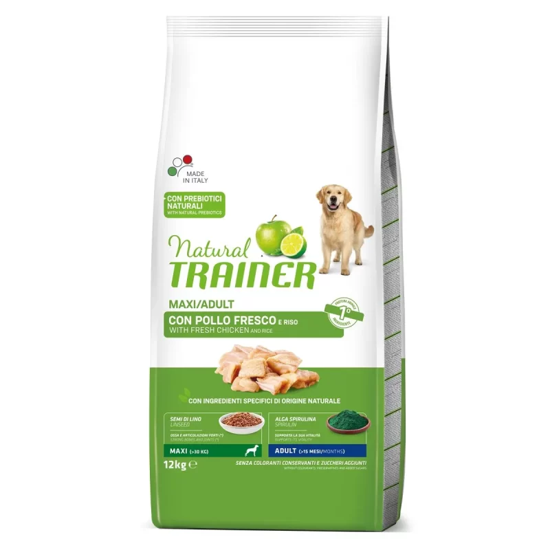 Natural Trainer - Adult Maxi 12kg con Pollo Fresco e Riso